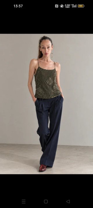 Top Joya Massimo Dutti Verde/Dorado Talla Única