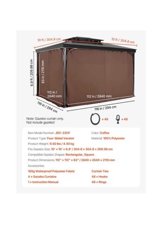 Tende per Gazebo VEVOR 3x3m