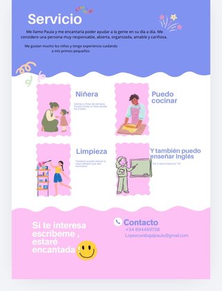 Cuidadora de niños viernes y fines de semana