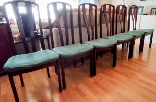 6 Sillas Madera Tapicería Verde