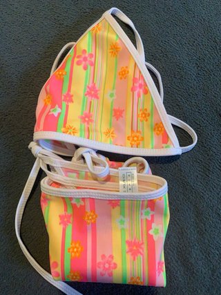 Bañador bikini estampado flores rayas colombiana