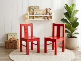 Pack 2 Sillitas Infantiles de Madera Rojas