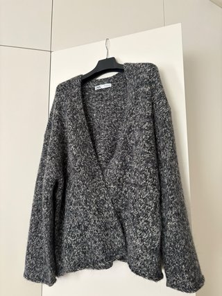 Chaqueta Zara jaspeada gris y blanca