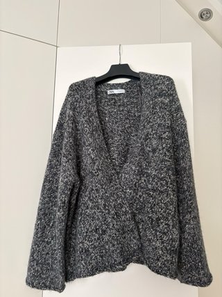 Chaqueta Zara jaspeada gris y blanca