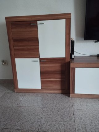 Conjunto Muebles Comedor Madera y Blanco