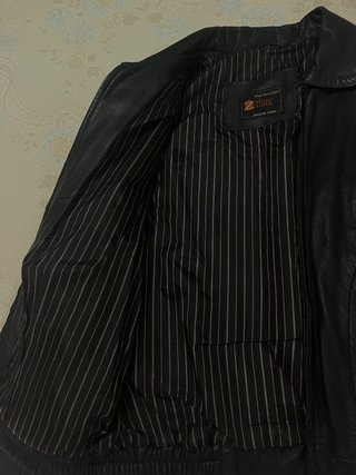 Chaqueta de piel negra hombre