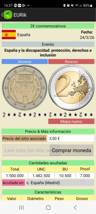 Moneda 2 euros conmemorativa