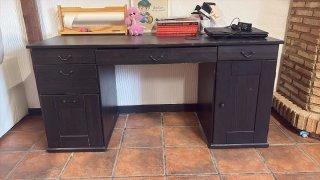 Escritorio madera y metal negro/marrón