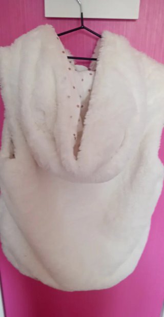 Chaleco Blanco de Peluche Talla 11-12