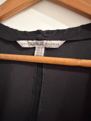 Chaleco Zara flecos ante negro talla única