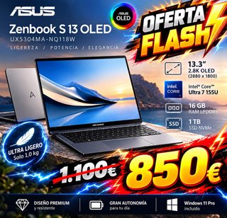PORTÁTIL ASUS ZENBOOK S 13 OLED ULTRA 7 16GB 1TB