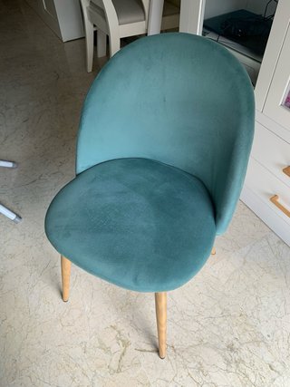 Juego de 4 Sillas Comedor Terciopelo Teal