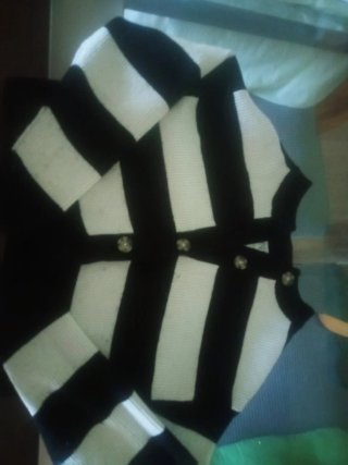 Chaqueta Oversize de Rayas Blancas y Negras