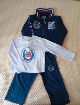 Conjunto 3 piezas niño azul y blanco