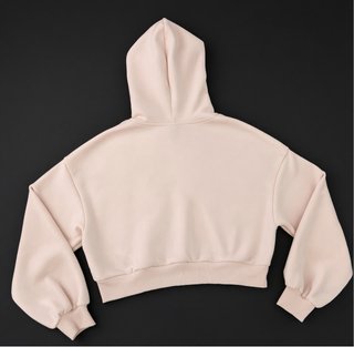 Sudadera Corta con Capucha y Cremallera Rosa