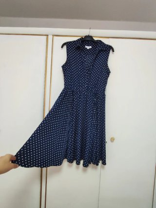 Vestido Midi Azul Lunares Blancos Chartter Club