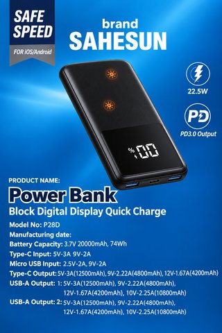 Power Bank Sahesun 20.000 mAh