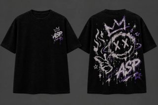 Camiseta ASP Negra con Diseño Morado