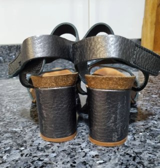 Sandalias tacón plateadas talla 38