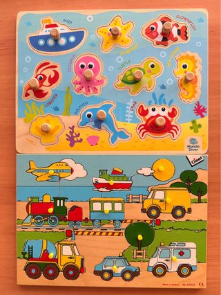 Juego de encajes educativos de madera. Puzzles