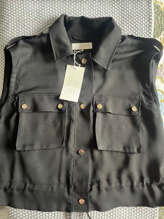 Chaleco Cargo Negro Zara Talla S