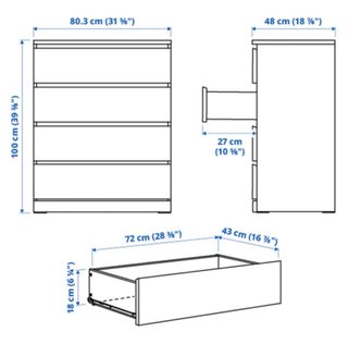 Cajonera Malm Ikea Blanca 4 Cajones