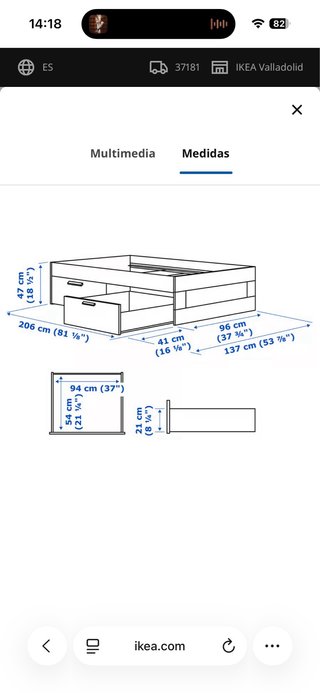 Cama 90x200 + Colchón y Somier