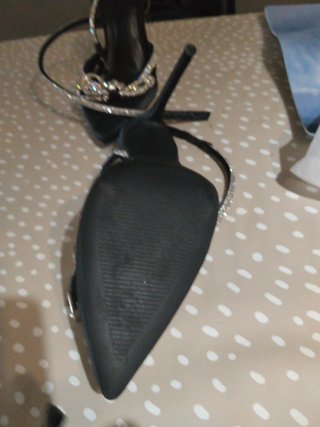 Zapatos tacón AMISU negro lazo strass T.40