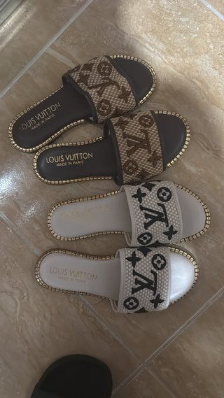 Chanclas Louis Vuitton Marrón y Blanco