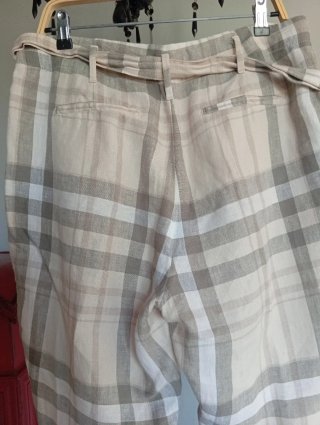 Pantalón de lino de cuadros Mango XL