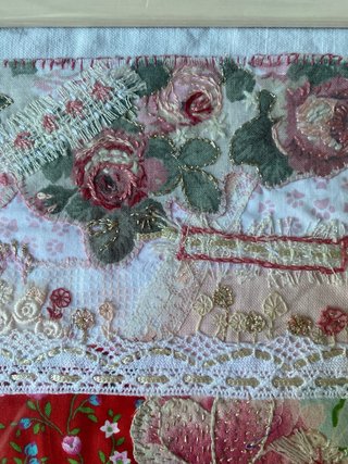 Quadro Patchwork Floreale Rosa