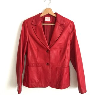 Blazer piel ovina Rojo Mujer Americana