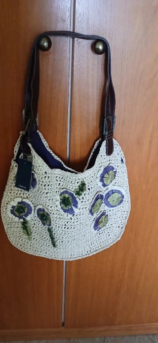 Bolso Cortefiel Beige y Morado Flores