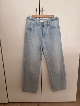 Pantalón Straight Wide Bershka con Brillos
