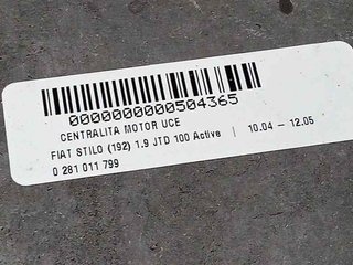 0281011799 centralita motor uce fiat stilo 504365