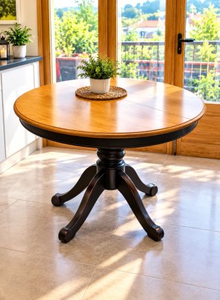 Mesa de comedor extensible de madera maciza