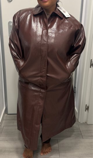 Gabardina Efecto Piel Marrón