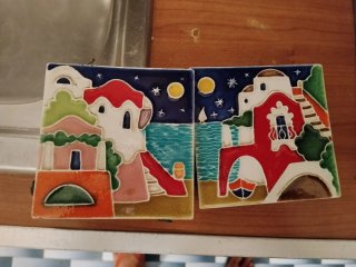 Coppia porta fiammiferi ceramica vintage