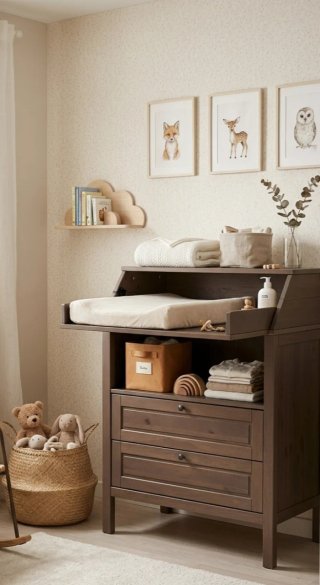 Habitación Sundvik Marrón:cama, cambiador, armario