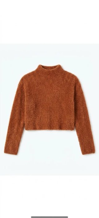 Jersey Bershka Corto Marrón Peludo Talla S