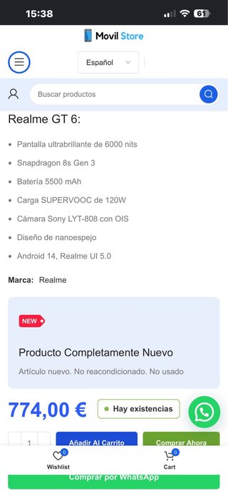 Realme GT 6 5G 8GB/256GB Verde Dual SIM leer bien