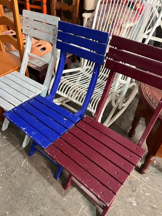 3 Sillas de Madera Vintage