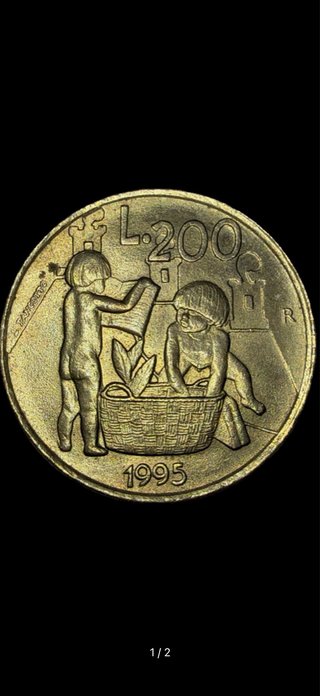 Moneta 200 Lire San Marino 1995
