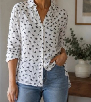Camisa Zara Blanca con Estampado