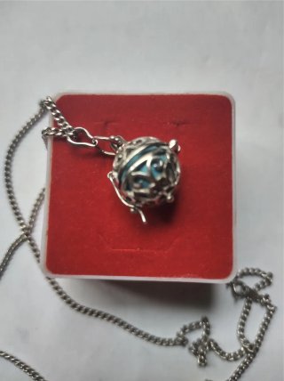Lámpara ángel plata antigua con cadena