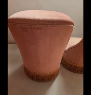 Pareja Butacas Vintage Flecos Terciopelo