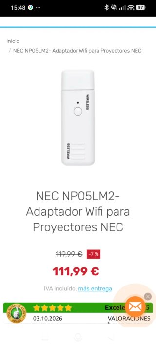 Adaptador Wifi NEC NP05LM2 para proyector