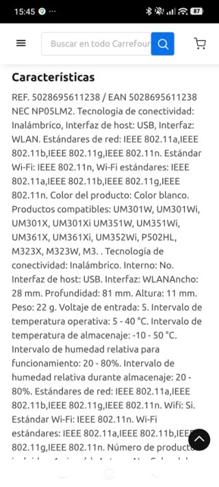 Adaptador Wifi NEC NP05LM2 para proyector