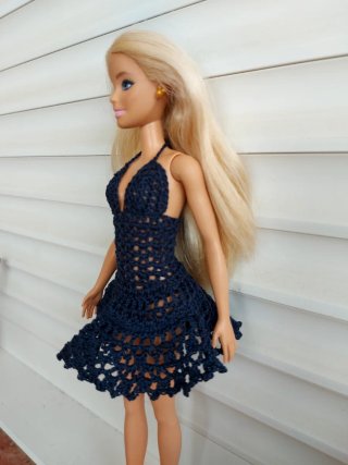 Vestido Crochet Azul para Barbie