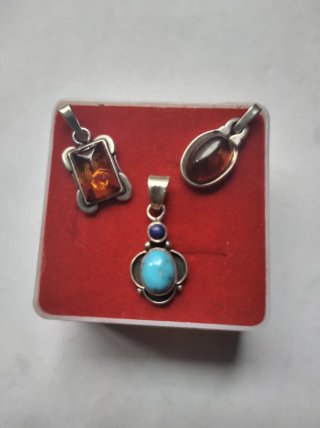 Colgantes Plata Ámbar y Turquesa